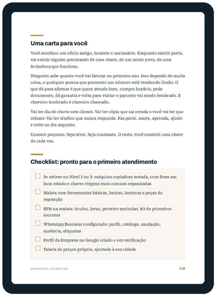 Checklist pronto para o primeiro atendimento
